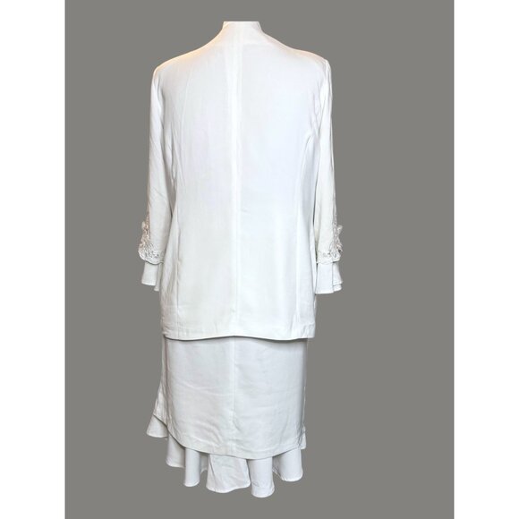 Harmony New York Elegant White 2-Piece Suit  Jacket & Skirt with Embroidered Det - Picture 3 of 14